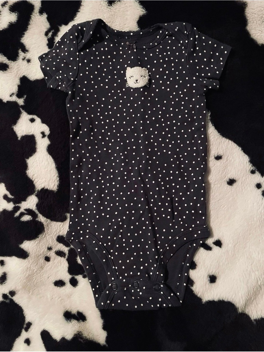 Carter’s Polkadot Cat Infant Onesie Size 9 Months